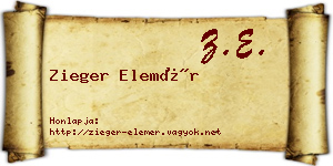 Zieger Elemér névjegykártya
